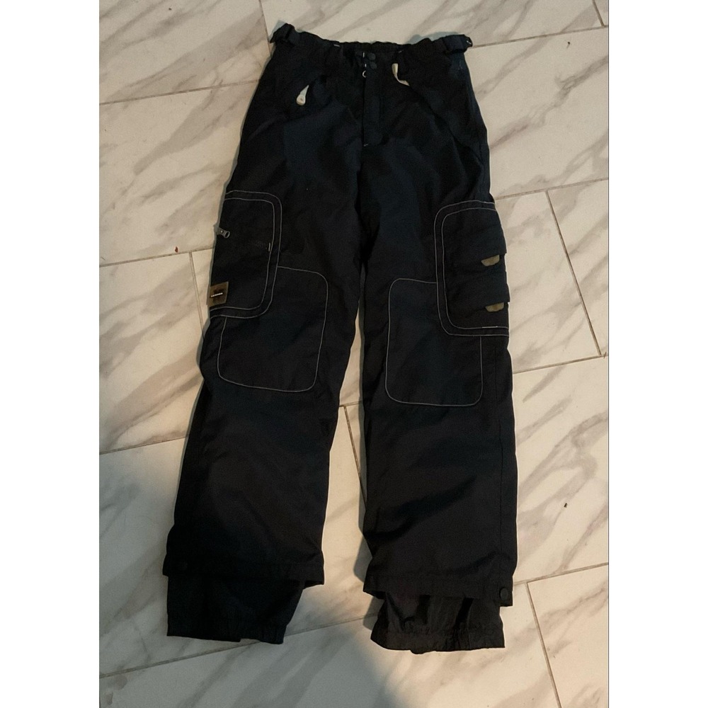 Kemper Snow Pants Unisex Kids 14 Black Waterproof Insulated Ski Cargo Winter